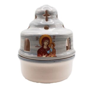 Clay Tabletop Oil Lamp with Lid