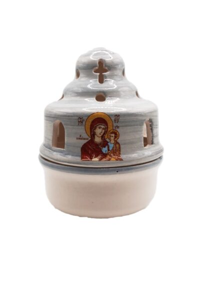 Clay Tabletop Oil Lamp with Lid