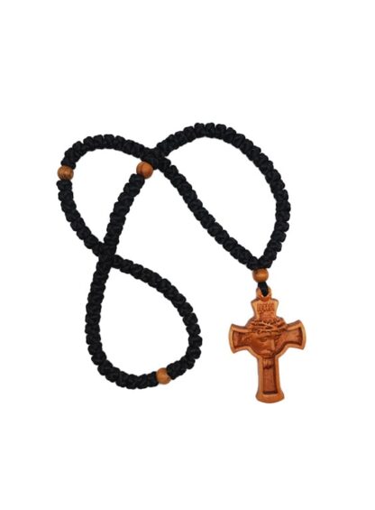 Neck Prayer Rope 150 Knots with Wood-Carved Talisman in Various Iconographic Representations of Jesus – Mount Athos