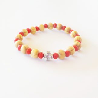 Bracelet - Wooden & Colored Beads - Mount Athos - Red