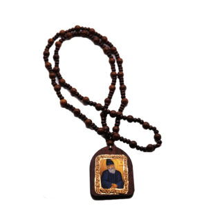 Handmade Wooden Necklace Pendant with Saints - Mount Athos - Saint Paisios