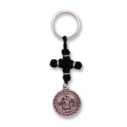 Keychain with a Cross and a Metallic Element of Saint Christopher – Mount Athos