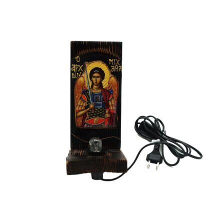 Electric Wooden Icon Stand with Archangel Michael