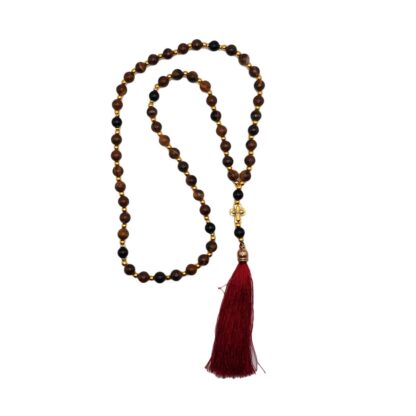 Prayer Bead Craft 55 Beads – Amethyst & Burgundy Tassel – Mount Athos