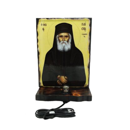 Electric Wooden Icon Stand with Saint Paisios the Athonite