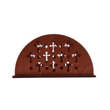 Wooden Case for Napkins - Crosses - Brown