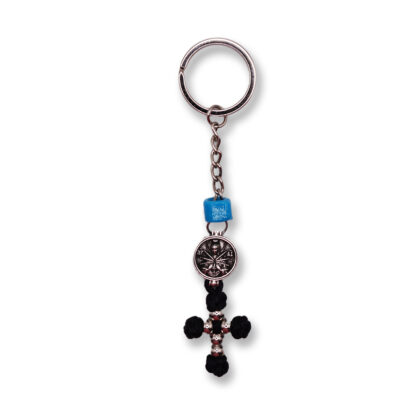 Metal Cross Keychain with Panagia Eptaspathi - Mount Athos