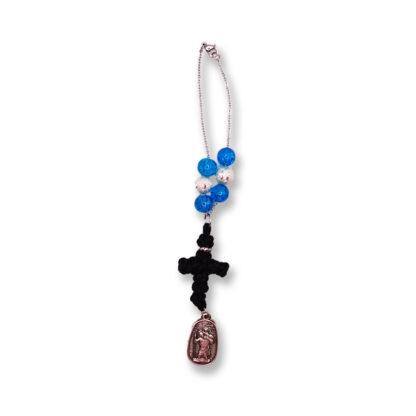 Keychain with a Cross and a Metallic Element of Saint Christopher & Holy Mary – Mount Athos