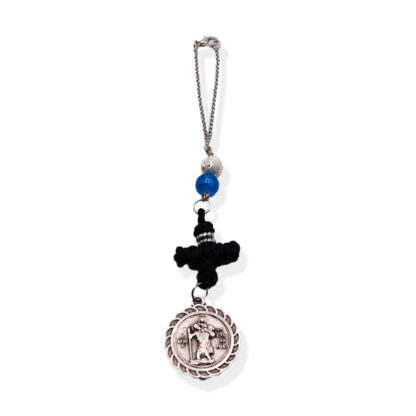 Keychain with a Cross and a Metallic Element of Saint Christopher & Holy Mary – Mount Athos