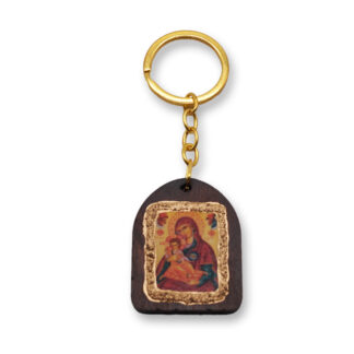 Wooden Keychain With Sandblasting - Agios Paisios - Mount Athos