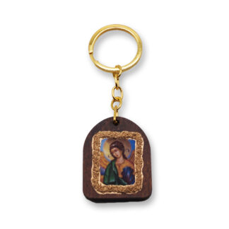 Wooden Keychain With Sandblasting - Archangel Gabriel - Mount Athos
