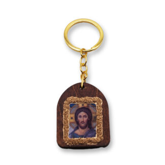 Wooden Keychain With Sandblasting - Jesus Christ - Mount Athos