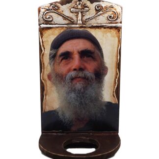 Saint Paisios – Aged Icon Shrine with Lithograph – Mount Athos