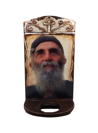 Saint Paisios – Aged Icon Shrine with Lithograph – Mount Athos