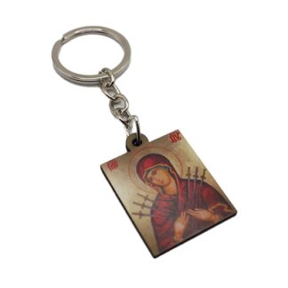 Keychain Our Lady of the Seven Swords – Wooden – Mount Athos