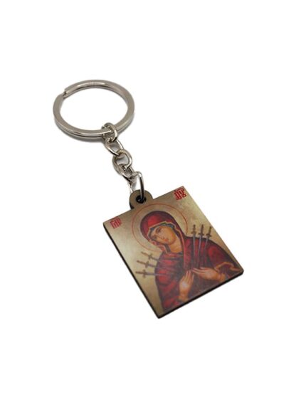 Keychain Our Lady of the Seven Swords – Wooden – Mount Athos