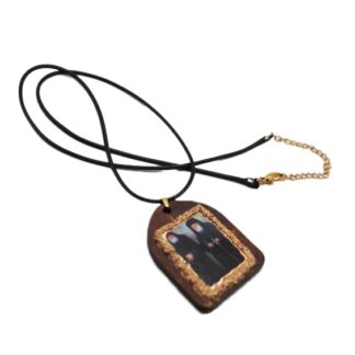 Handmade Neck Talisman with Saints Paisios & Porphyrios – Leather Cord – Mount Athos