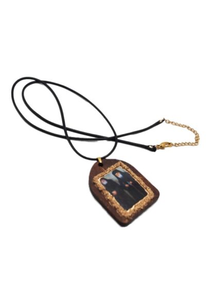 Handmade Neck Talisman with Saints Paisios & Porphyrios – Leather Cord – Mount Athos