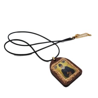 Handmade Neck Talisman with Saint Paisios – Leather Cord – Mount Athos