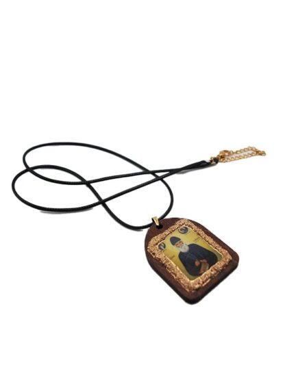 Handmade Neck Talisman with Saint Paisios – Leather Cord – Mount Athos