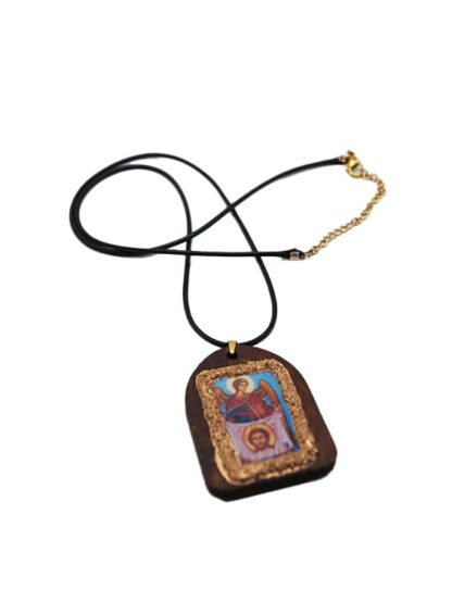 Handmade Neck Talisman with the Holy Mandylion – Leather Cord – Mount Athos