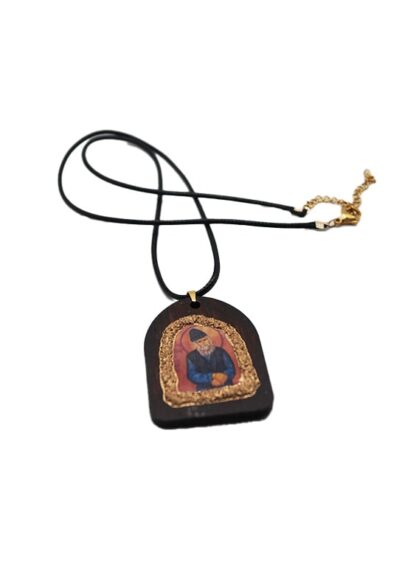 Handmade Neck Talisman with Saint Paisios – Leather Cord – Mount Athos