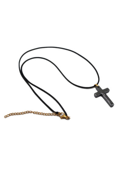 Hematite Necklace Amulet – Leather Cord – Mount Athos