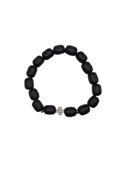 Handmade bracelet with metal cross and frankincense beads – from Mount Athos