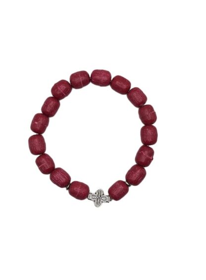 Handmade bracelet with metal cross and frankincense beads – from Mount Athos