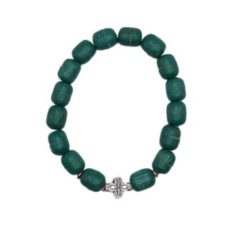 Handmade bracelet with metal cross and frankincense beads – from Mount Athos