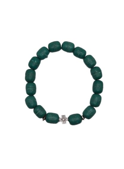 Handmade bracelet with metal cross and frankincense beads – from Mount Athos
