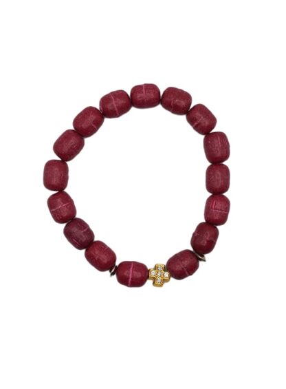 Handmade bracelet with metal cross and frankincense beads – from Mount Athos
