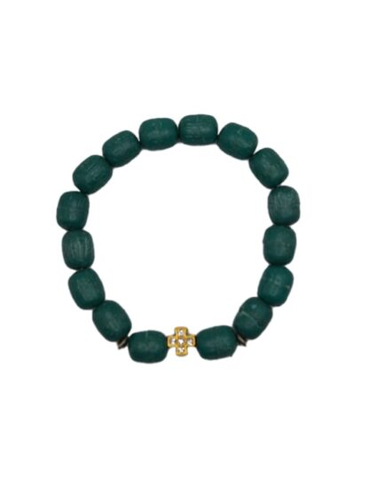 Handmade bracelet with metal cross and frankincense beads – from Mount Athos