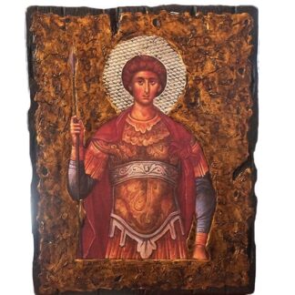 Saint George - Serigraph on Naturally Aged Wood - Mount Athos