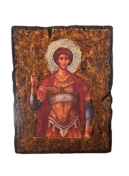 Saint George - Serigraph on Naturally Aged Wood - Mount Athos