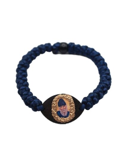 33-Knot Prayer Rope – Sandblasted Wooden Element with The Saint Paisios – Mount Athos