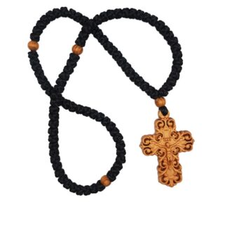 Neck Prayer Rope 150 Knots with Wood-Carved Talisman in Various Iconographic Representations of Jesus – Mount Athos