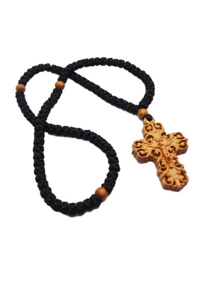 Neck Prayer Rope 100 Knots with Wood-Carved Talisman in Various Iconographic Representations of Jesus – Mount Athos - Image 2