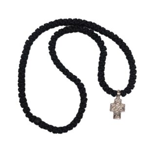 50-Knot Thick Orthodox Prayer Rope Featuring the Crucified Christ and the Virgin Mary – Handmade in Mount Athos