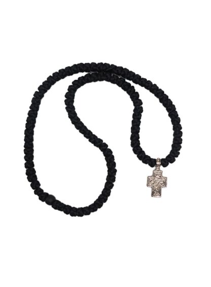 50-Knot Thick Orthodox Prayer Rope Featuring the Crucified Christ and the Virgin Mary – Handmade in Mount Athos