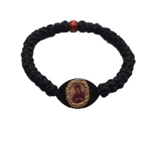 33-Knot Prayer Rope – Sandblasted Wooden Element with The Seven-Sorrows Virgin Mary– Mount Athos