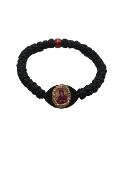 33-Knot Prayer Rope – Sandblasted Wooden Element with The Seven-Sorrows Virgin Mary– Mount Athos
