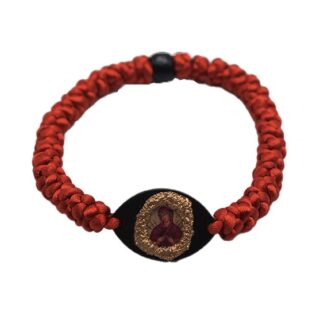 33-Knot Prayer Rope – Sandblasted Wooden Element with The Seven-Sorrows Virgin Mary– Mount Athos