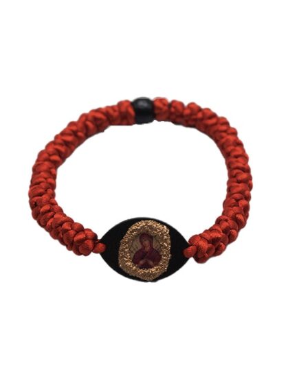 33-Knot Prayer Rope – Sandblasted Wooden Element with The Seven-Sorrows Virgin Mary– Mount Athos